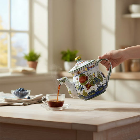 FAENZA-CARNATION: Tea Pot (5 Cups - 40 Fl Oz - 1.15 Liter)