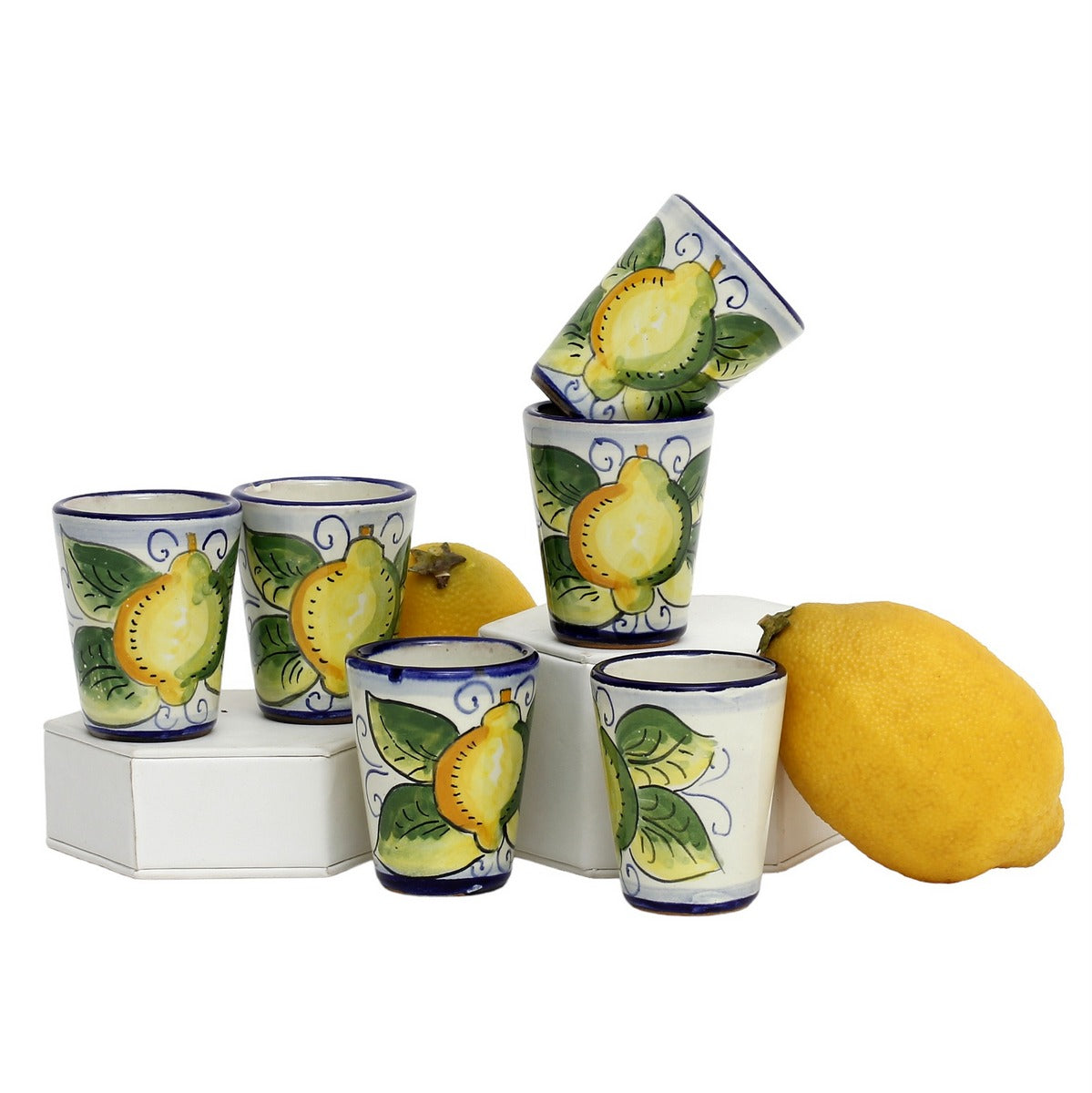 LIMONCELLO: Limoncello Shot Cups 2 Oz. (Set of six.) – DERUTA OF ITALY