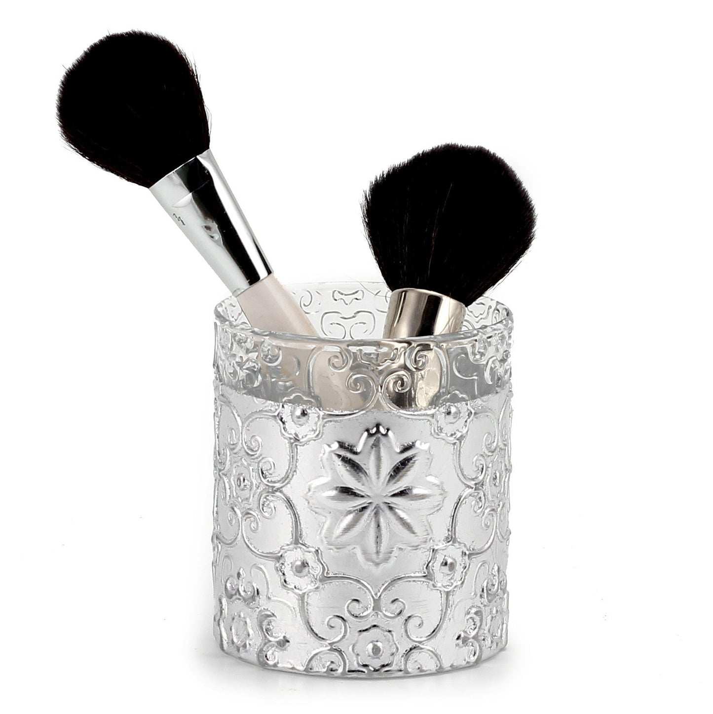 CRYSTAL CANDLES: Bass relief Design with Silver Leaf finish ~ (10 Oz) - Artistica.com