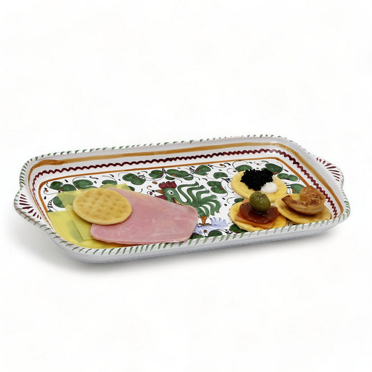 ORVIETO VERDE ROOSTER: Rectangular Tray