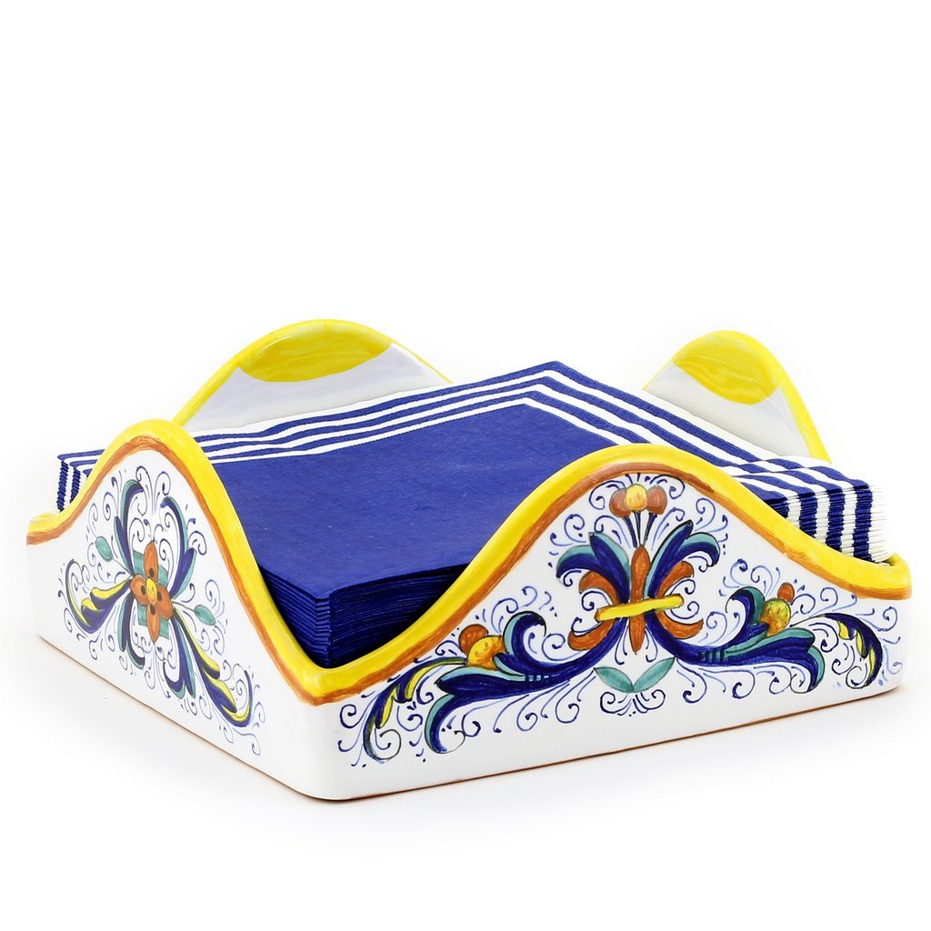 RICCO DERUTA: Square Napkins Holder Large (For Dinner Size napkins (8x8)) - DERUTA OF ITALY