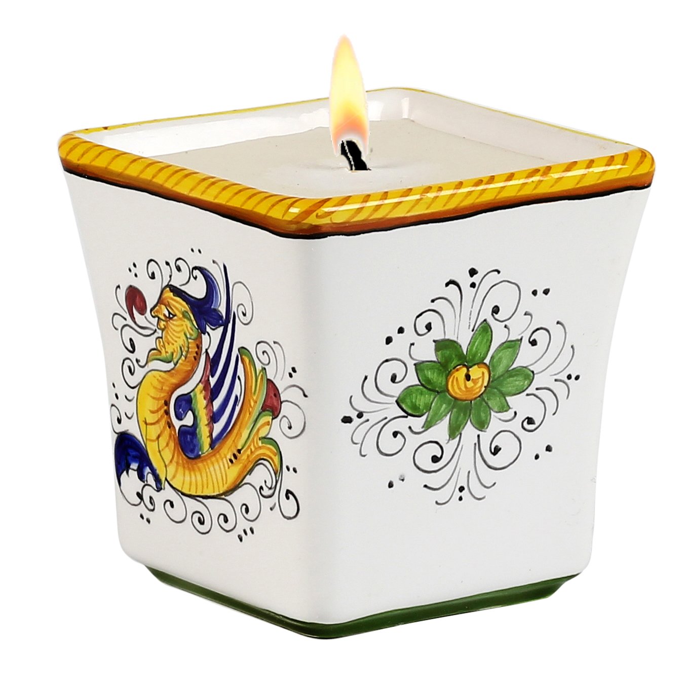RAFFAELLESCO: Square Flared Candle - DERUTA OF ITALY