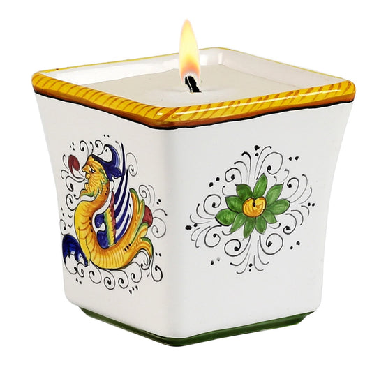 RAFFAELLESCO: Square Flared Candle - DERUTA OF ITALY