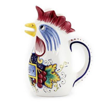 Set Of 2 Vintage ceramic Rooster pitcher Flower Pitcher Made in Italy Cute  Defor