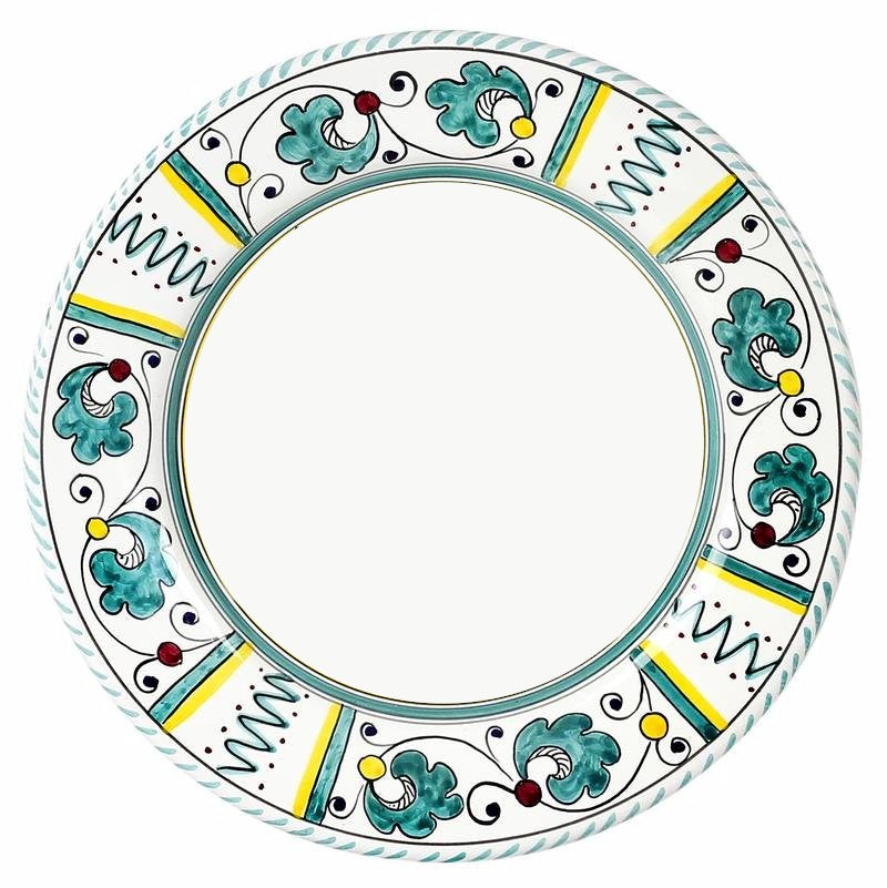 ORVIETO GREEN ROOSTER: 4 Pieces Place Setting - White center - Artistica.com