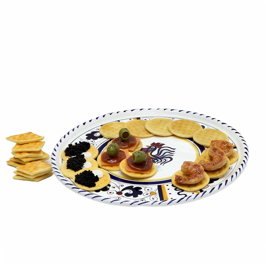 ORVIETO BLUE ROOSTER: Deruta Pizza Plate - Cake or Cheese Platter