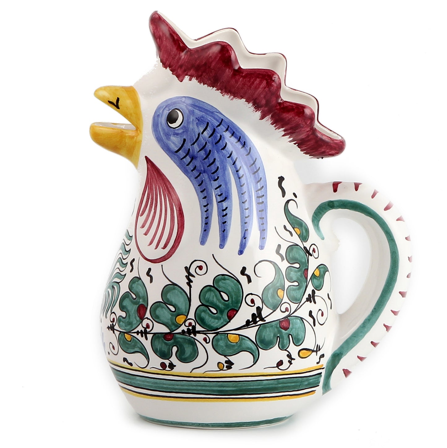 ORVIETO GREEN ROOSTER: Rooster of Fortune pitcher (1 Liter 34 Oz 1 Qt)