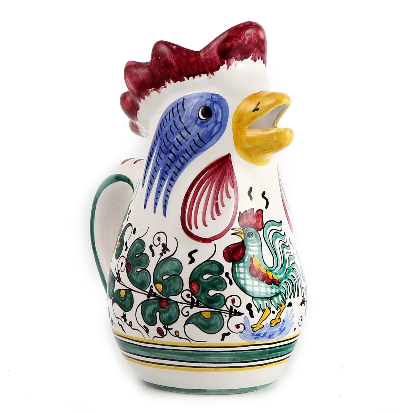 ORVIETO GREEN ROOSTER: Rooster of Fortune pitcher (1 Liter 34 Oz 1 Qt)