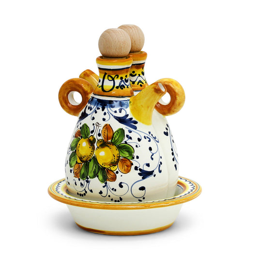 LIMONCINI: 'The Better Half' Oil and Vinegar set with tray/saucer - Artistica.com