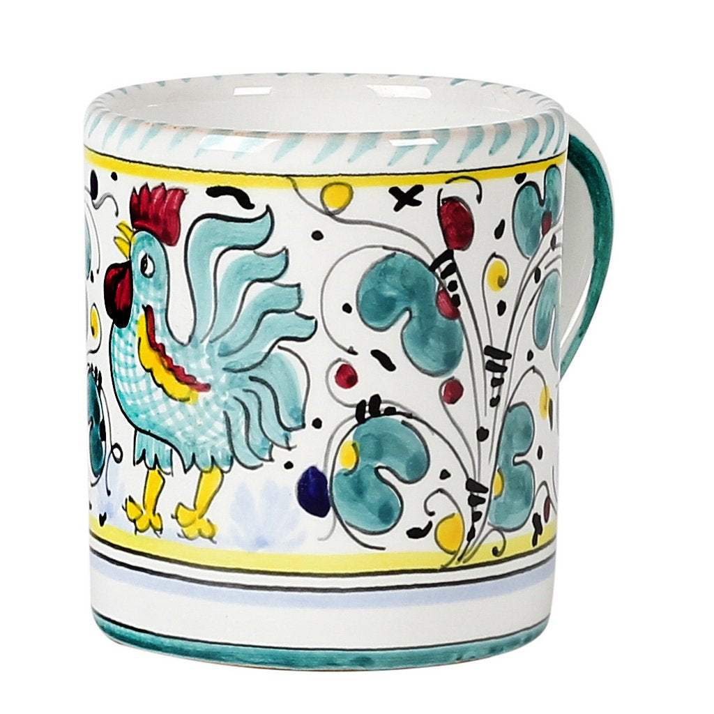 ORVIETO GREEN ROOSTER: 4 Pieces Place Setting - White center - Artistica.com