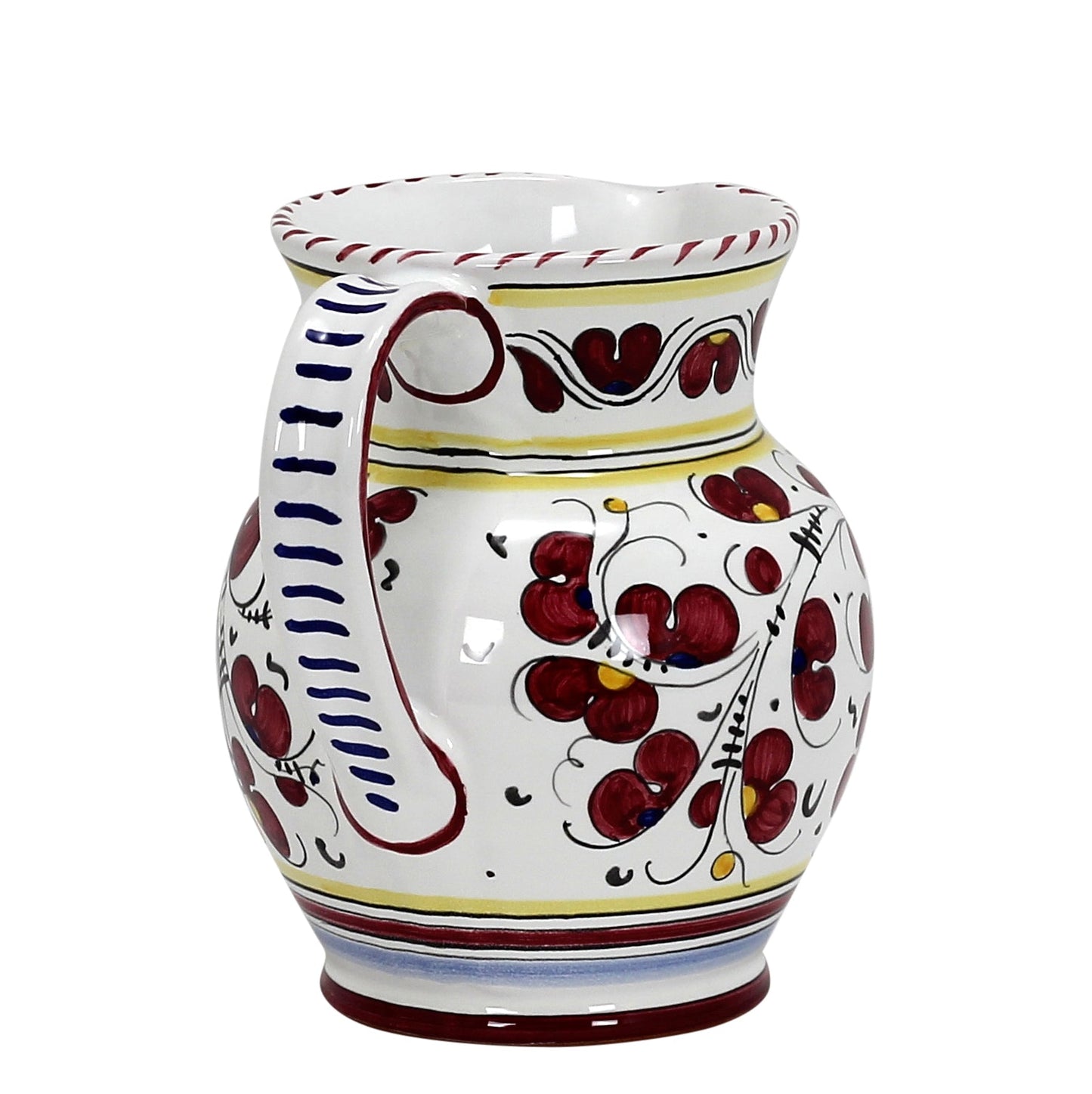 ORVIETO RED ROOSTER: Traditional Deruta Pitcher (1.25 Liters/40 Oz/5 Cups) - Artistica.com