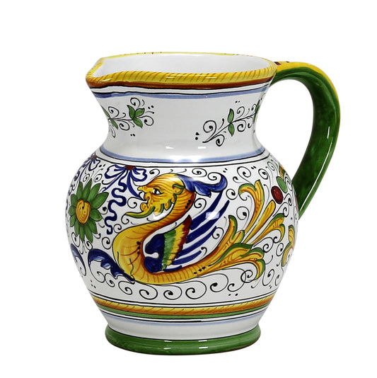 RAFFAELLESCO DELUXE: Traditional Deruta Pitcher (1 Liter - 34 OZ. - 4 Cups)