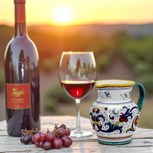 RICCO DERUTA DELUXE: Traditional Deruta Pitcher (1 Liter - 34 OZ. - 4 Cups)