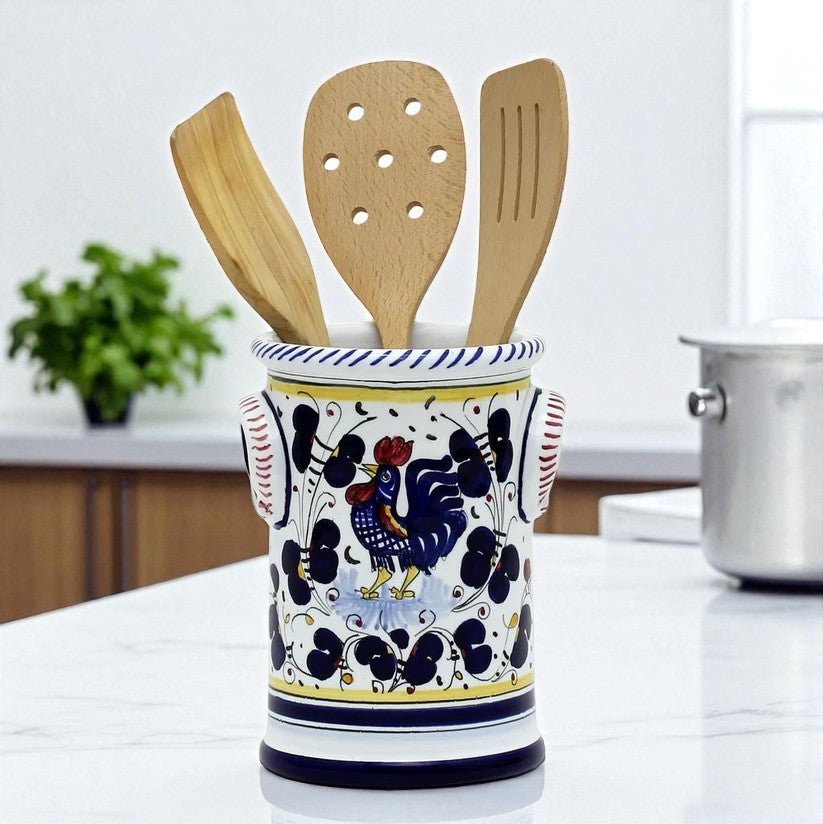 ORVIETO BLUE ROOSTER: Utensil Holder