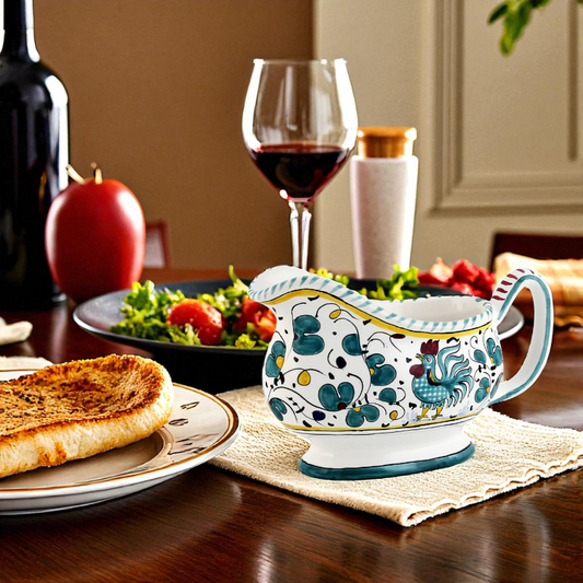 ORVIETO GREEN ROOSTER: Gravy Sauce boat