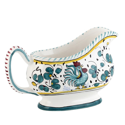 ORVIETO GREEN ROOSTER: Gravy Sauce boat - Artistica.com