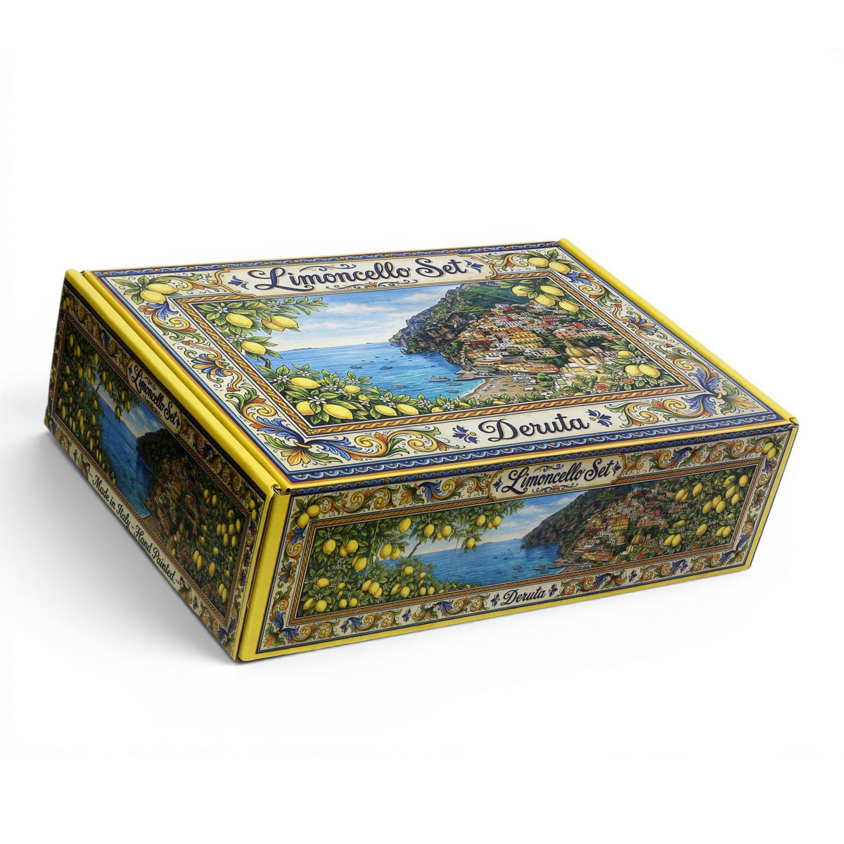 LIMONCELLO DELUXE GIFT BOX: Exclusive Deluxe Gift Box with Ceramic Decanter + Tray + 6 Cups