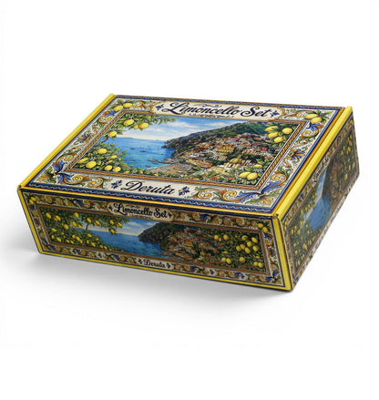 LIMONCELLO DELUXE GIFT BOX: Exclusive Deluxe Gift Box with Ceramic Decanter + Tray + 6 Cups