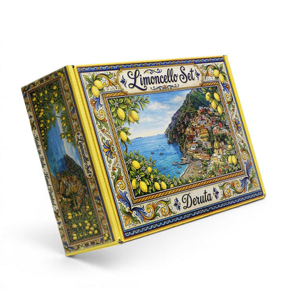 LIMONCELLO DELUXE GIFT BOX: Exclusive Deluxe Gift Box with Ceramic Decanter + Tray + 6 Cups
