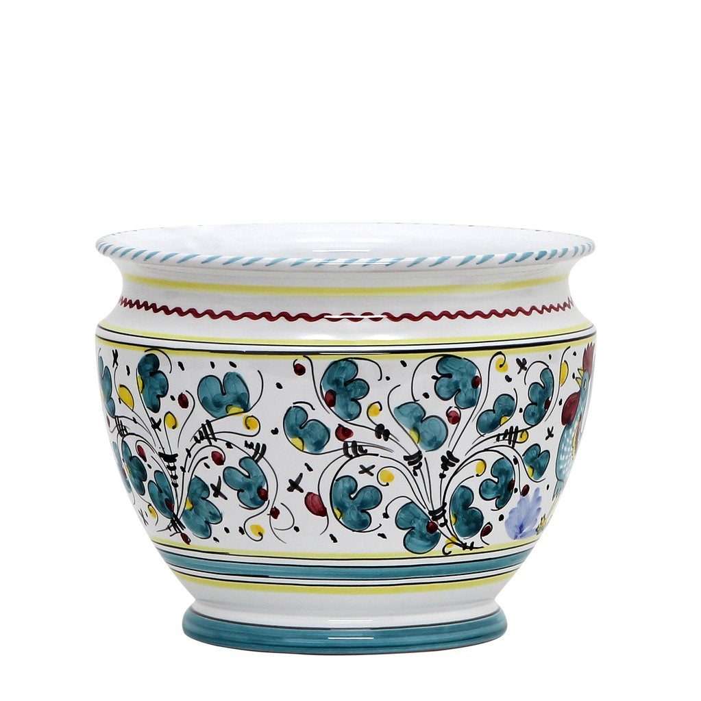 ORVIETO GREEN ROOSTER: Luxury Cachepot Planter Small - Artistica.com