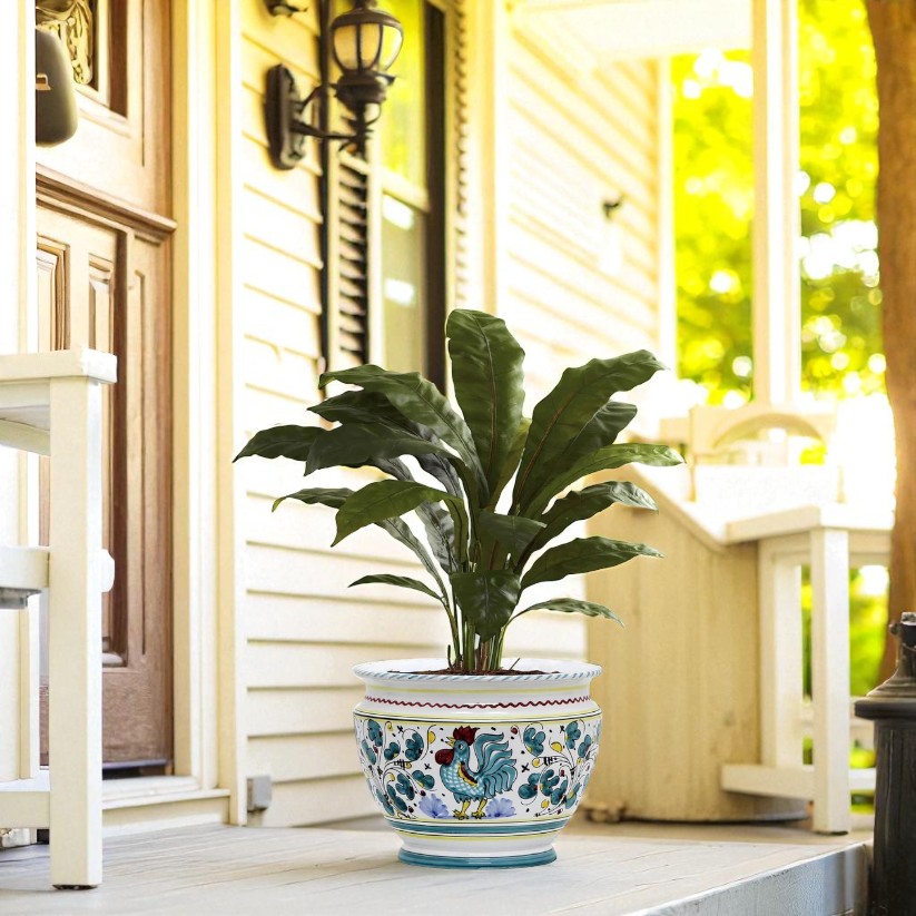 ORVIETO GREEN ROOSTER: Luxury Cachepot Planter Large