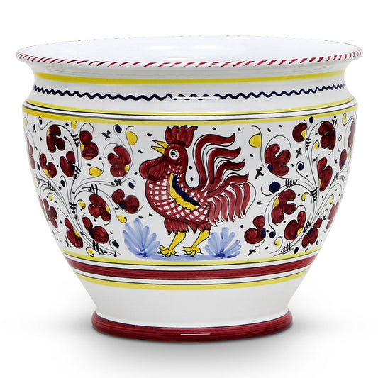 ORVIETO RED ROOSTER: Luxury Cachepot Planter Large - Artistica.com