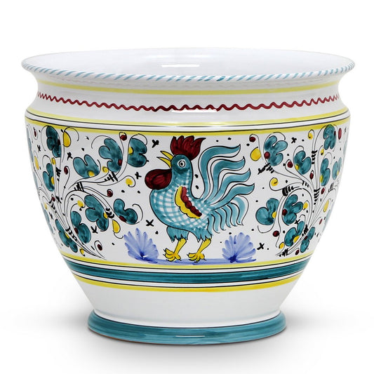 ORVIETO GREEN ROOSTER: Luxury Cachepot Planter Large