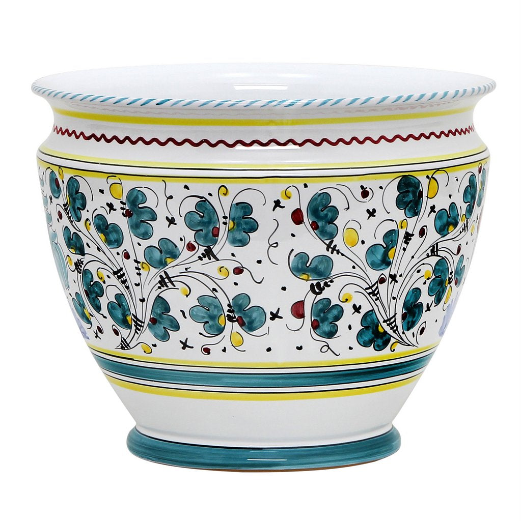 ORVIETO GREEN ROOSTER: Luxury Cachepot Planter Large - Artistica.com