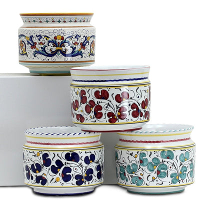 ORVIETO RED ROOSTER: Cylindrical Cover Pot - Cachepot Planter (Small) - Artistica.com