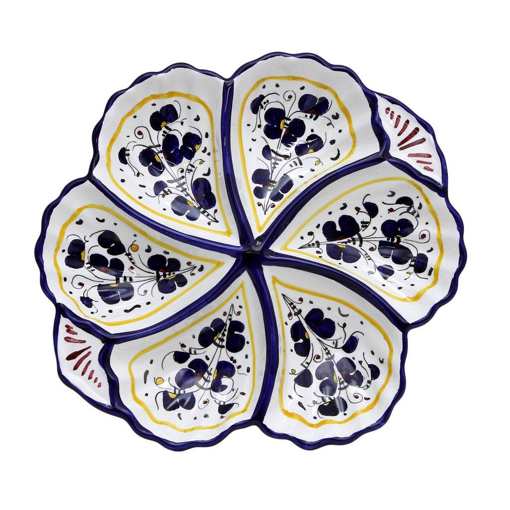 ORVIETO BLUE ROOSTER: Snack Tray Fiore/Shell - Six Compartments - Artistica.com