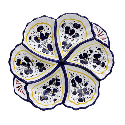 ORVIETO BLUE ROOSTER: Snack Tray Fiore/Shell - Six Compartments - Artistica.com