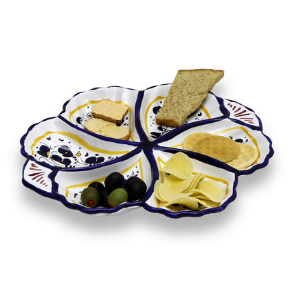 ORVIETO BLUE ROOSTER: Snack Tray Fiore/Shell - Six Compartments - Artistica.com