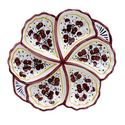 ORVIETO RED ROOSTER: Snack Tray Fiore/Shell - Six Compartments - Artistica.com