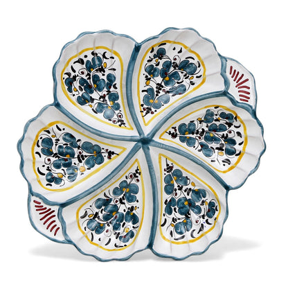 ORVIETO GREEN ROOSTER: Snack Tray Fiore/Shell - Six Compartments