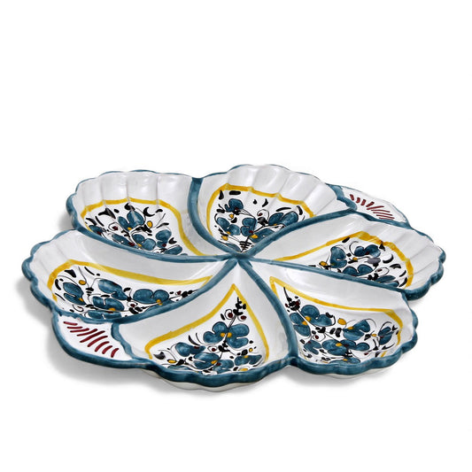ORVIETO GREEN ROOSTER: Snack Tray Fiore/Shell - Six Compartments