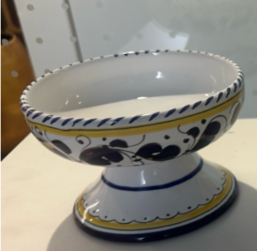 ORVIETO BLUE ROOSTER: Gelato/Ice Cream Footed Large Cup [CARBONE SPECIAL]