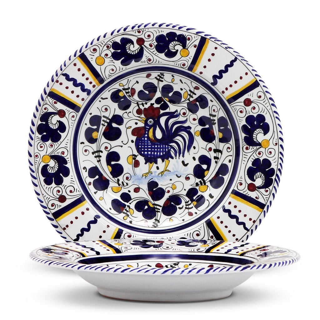 ORVIETO BLUE ROOSTER: Pasta/Soup Rimmed Bowl Plate