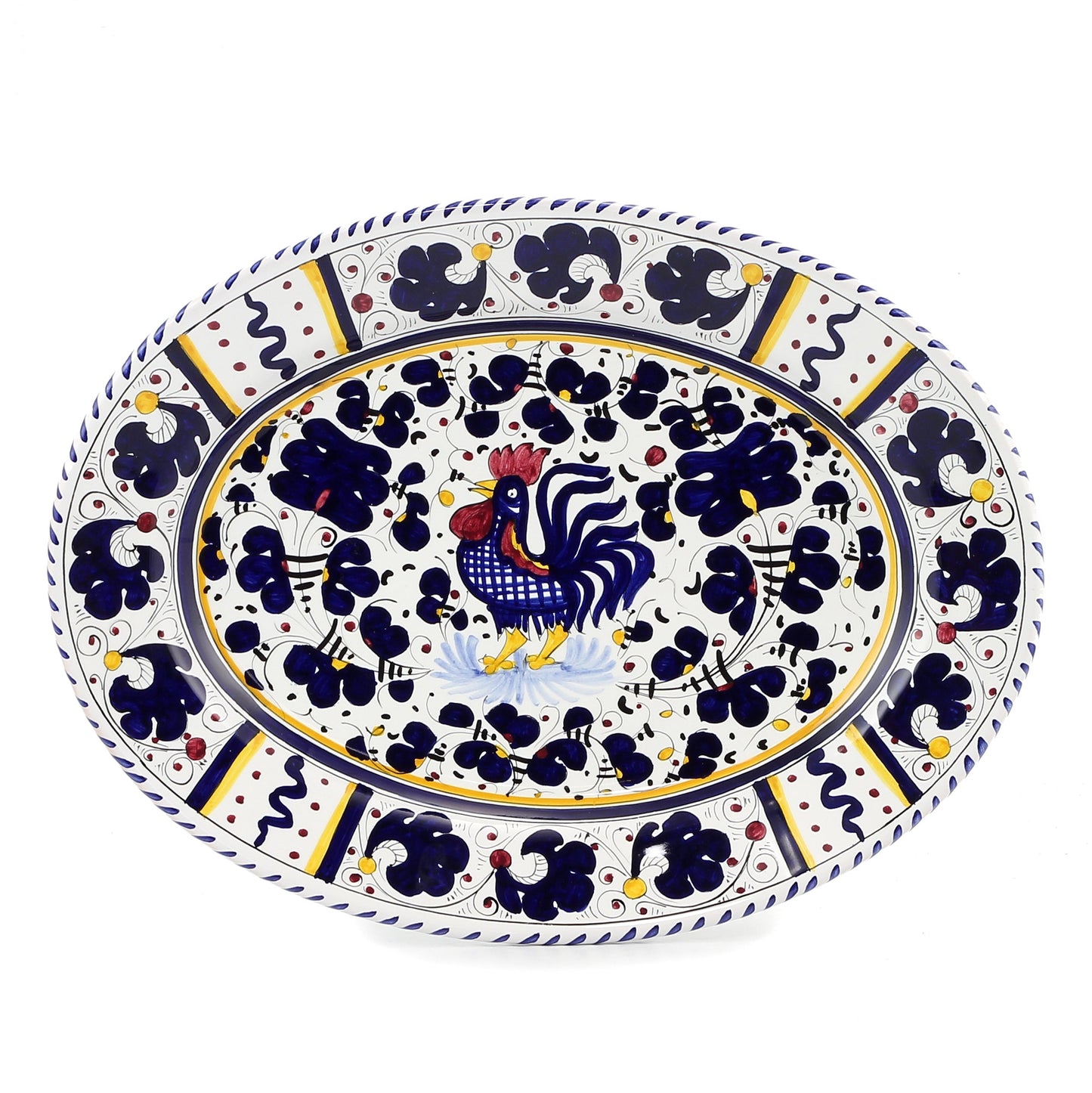 ORVIETO BLUE ROOSTER: Large Oval Platter