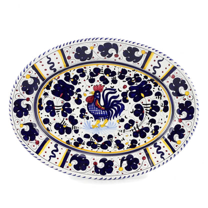 ORVIETO BLUE ROOSTER: Large Oval Platter
