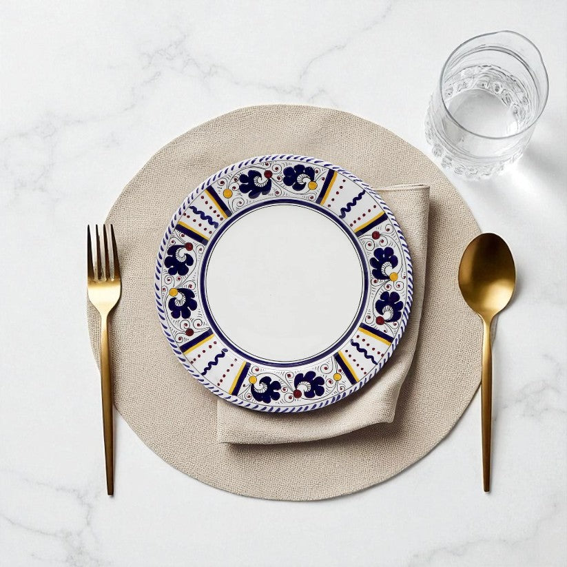 ORVIETO BLUE ROOSTER: Dinner Plate - White Center