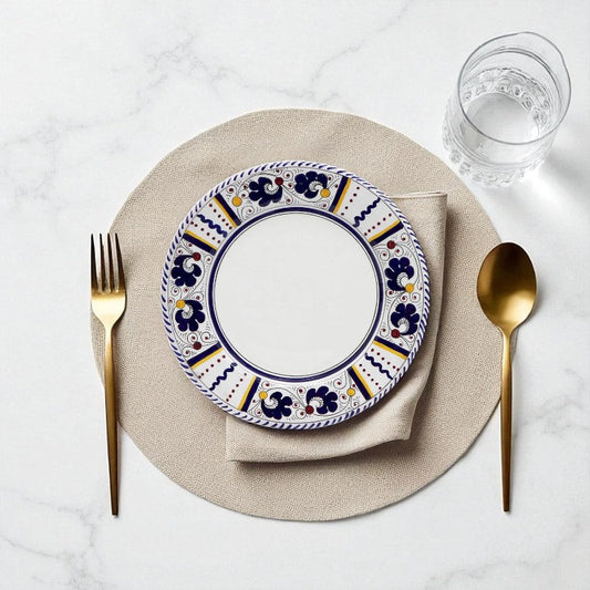 ORVIETO BLUE ROOSTER: Dinner Plate - White Center