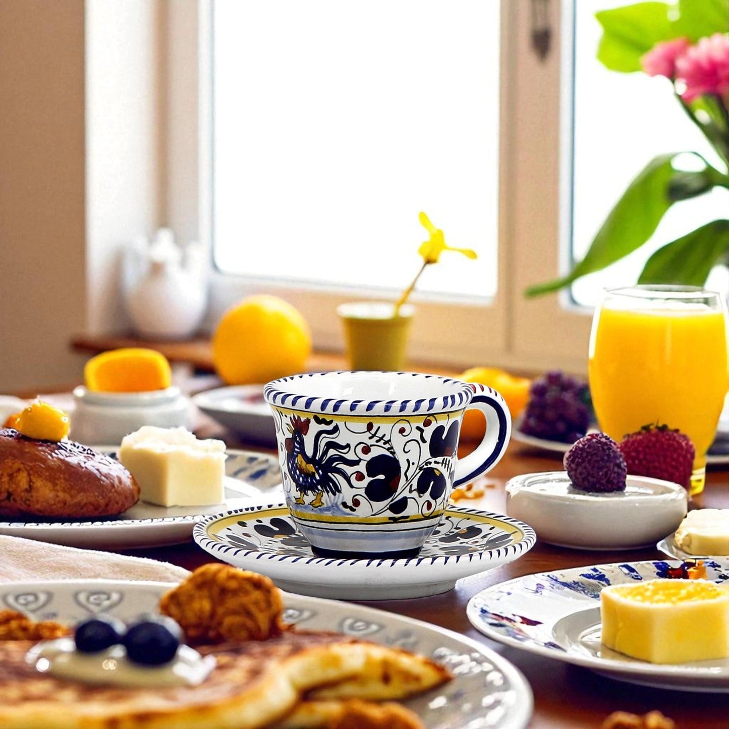 ORVIETO BLUE ROOSTER: Espresso cup and Saucer