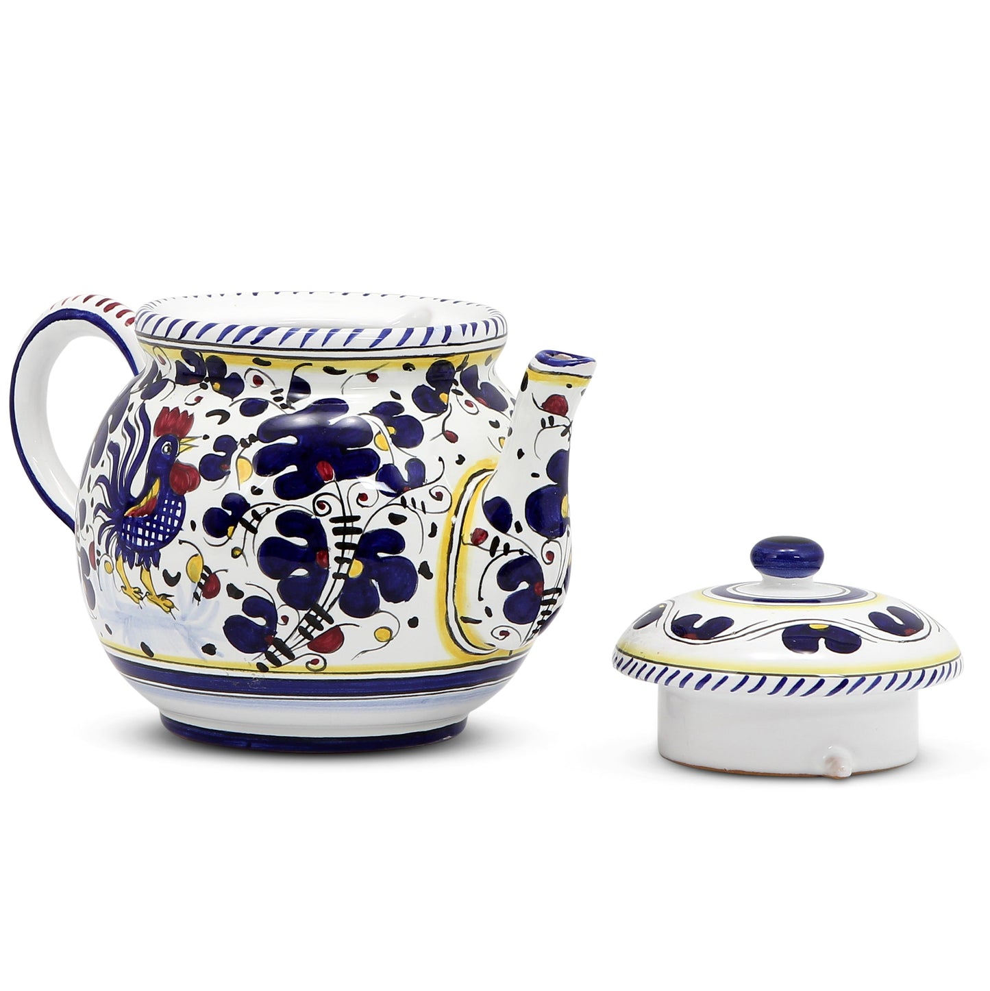 ORVIETO BLUE ROOSTER: Teapot (6 Cups - 48 Fl Oz - 1.4 Liter)