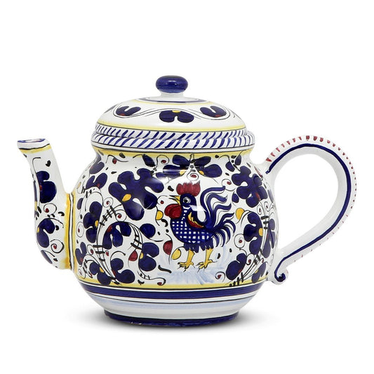 ORVIETO BLUE ROOSTER: Teapot (6 Cups - 48 Fl Oz - 1.4 Liter)