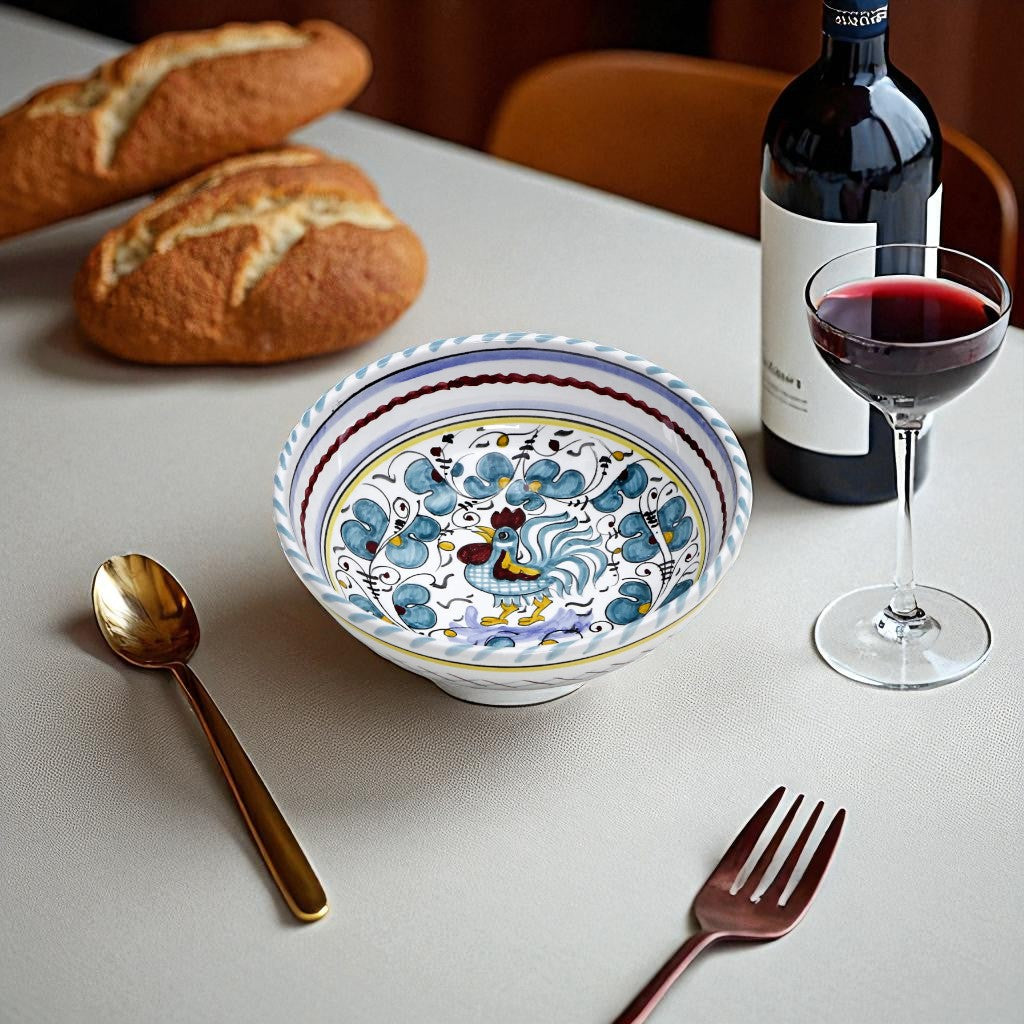 ORVIETO GREEN ROOSTER: Coupe Pasta/Soup Bowl – DERUTA OF ITALY
