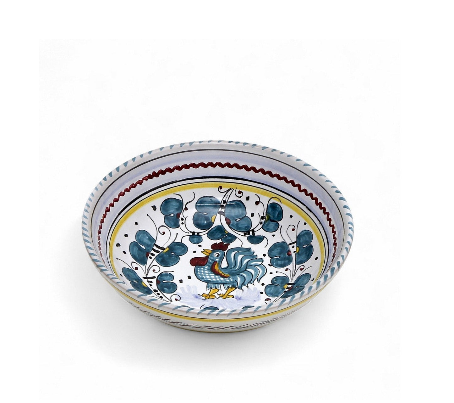 ORVIETO GREEN ROOSTER: Medium Cereal Coupe Bowl (14 cm = 5.5" Diam)