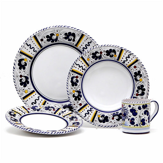 ORVIETO BLUE ROOSTER: 4 Pieces Place Setting - White center - Artistica.com