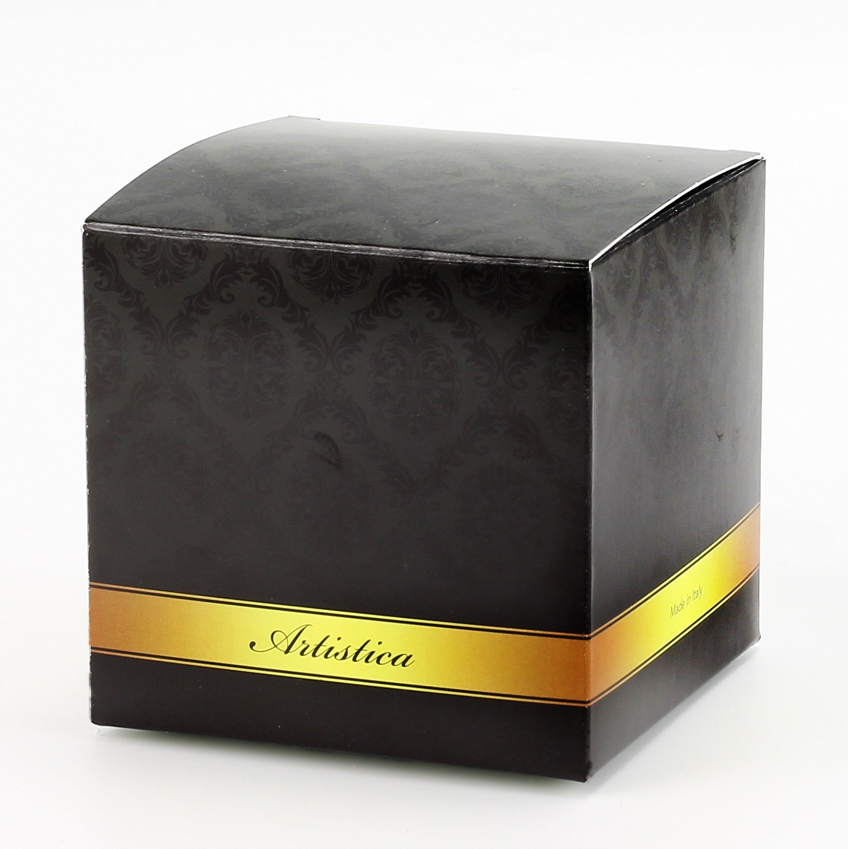 HOLIDAYS DERUTA MILANO: Large Candle Black with Hand Painted Pure Gold Stripes - Artistica.com