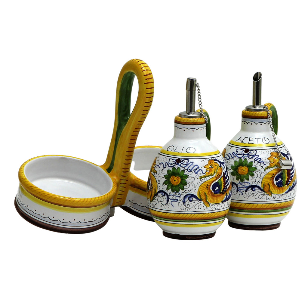 RAFFAELLESCO DELUXE: Oil and Vinegar cruets set with caddy - Artistica.com