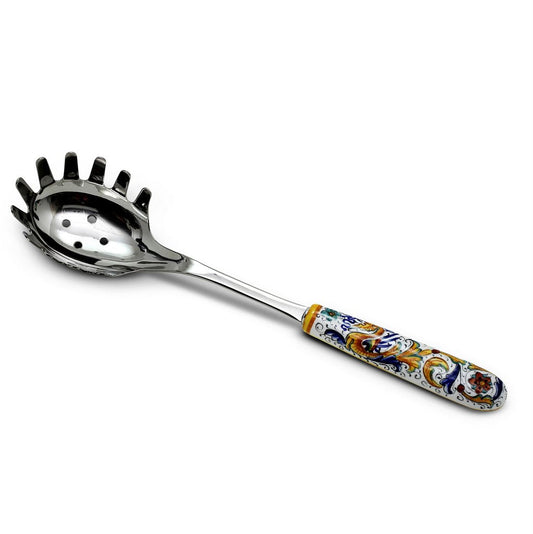 RAFFAELLESCO DELUXE: Ceramic Handle Spaghetti Serving Tong with 18/10 stainless steel cutlery.